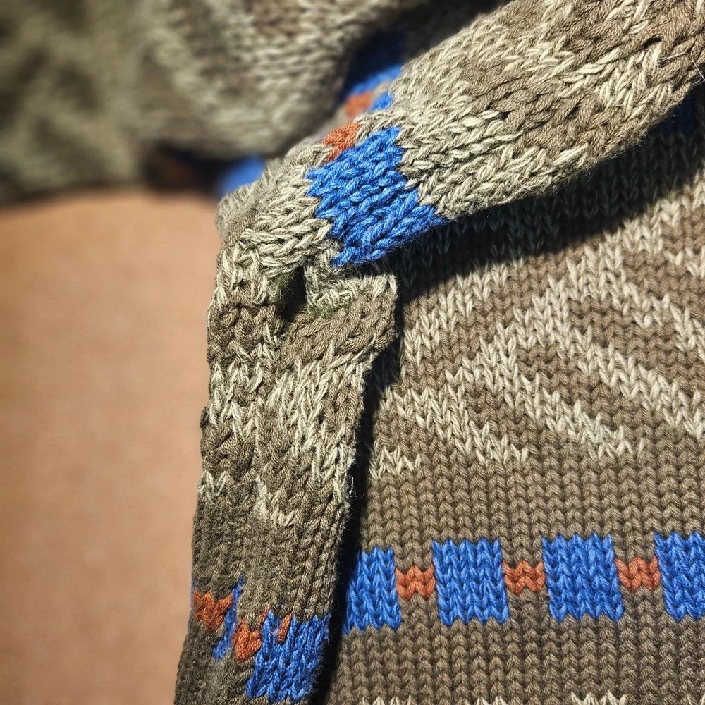 VTG 90s Grandpa Core Knit Sweater‎ Retro Aztec Cotton Men S Cosby Biggie READ